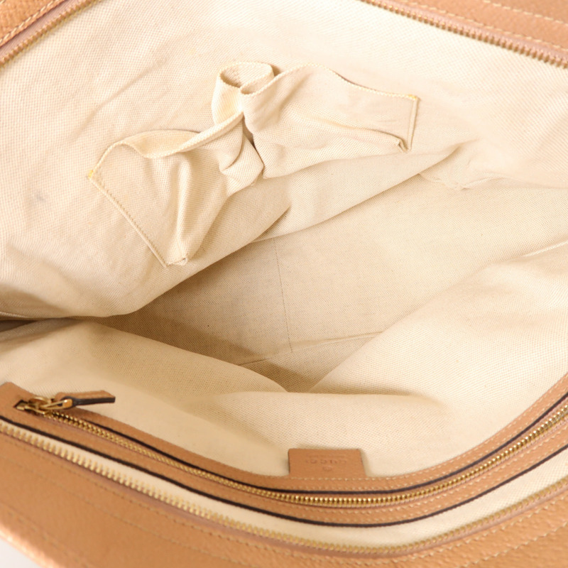 GUCCI 帆布/皮革Tote Bag金扣肩背袋-4