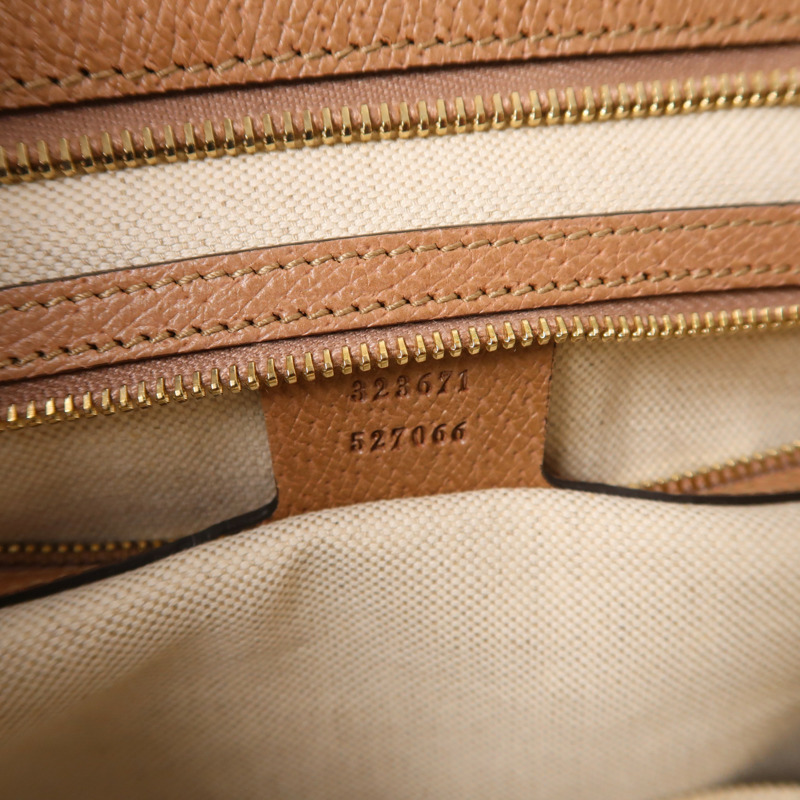 GUCCI 帆布/皮革Tote Bag金扣肩背袋-6