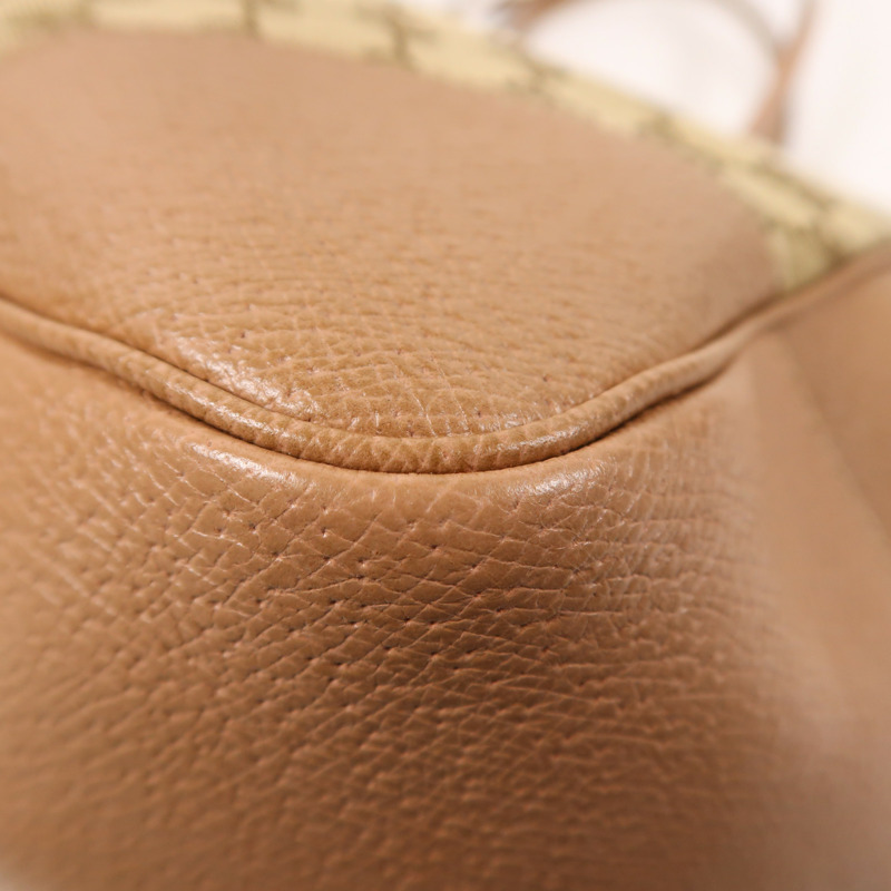 GUCCI 帆布/皮革Tote Bag金扣肩背袋-8