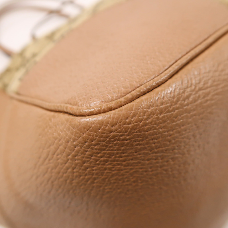 GUCCI 帆布/皮革Tote Bag金扣肩背袋-9