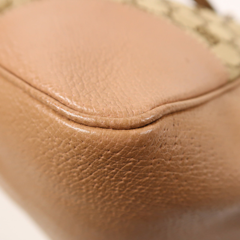 GUCCI 帆布/皮革Tote Bag金扣肩背袋-10