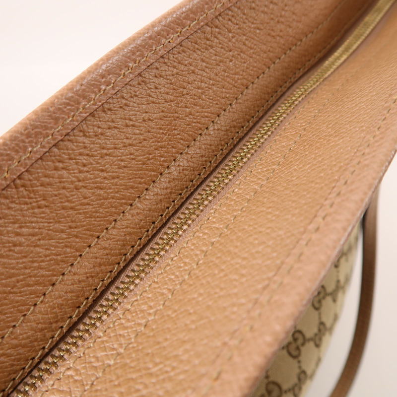 GUCCI 帆布/皮革Tote Bag金扣肩背袋-12