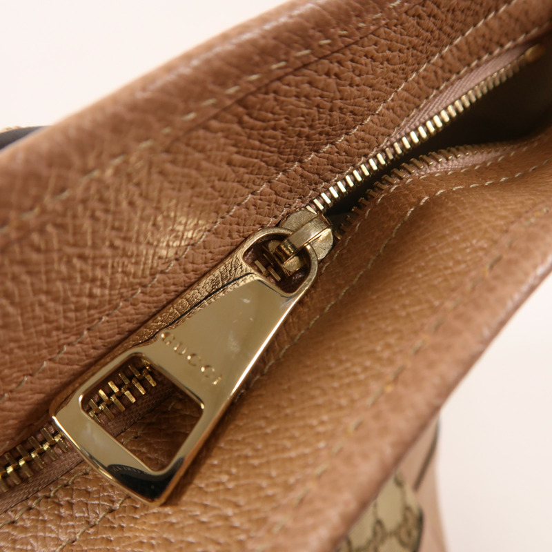 GUCCI 帆布/皮革Tote Bag金扣肩背袋-13