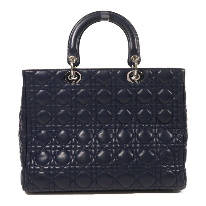 Dior 羊皮皮革Lady Dior Large銀扣手挽肩背兩用袋-1