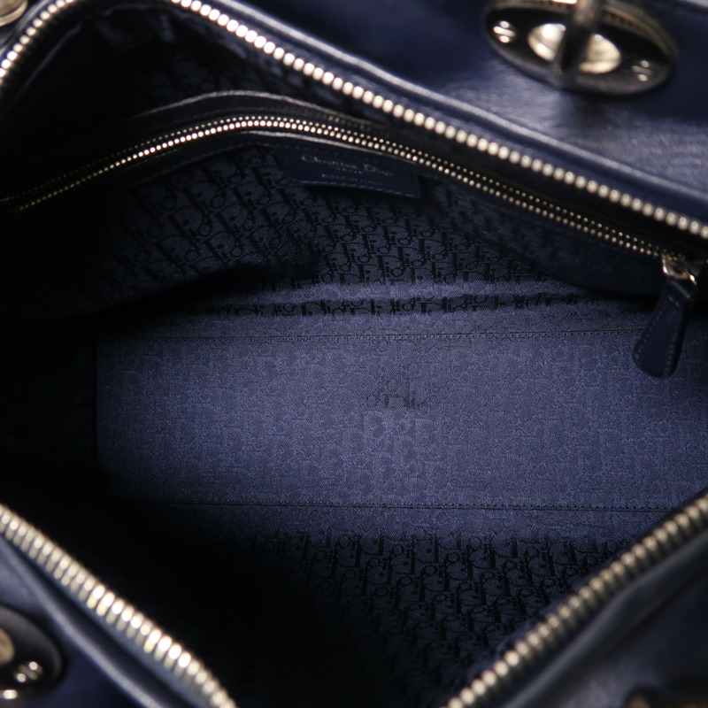 Dior 羊皮皮革Lady Dior Large銀扣手挽肩背兩用袋-4