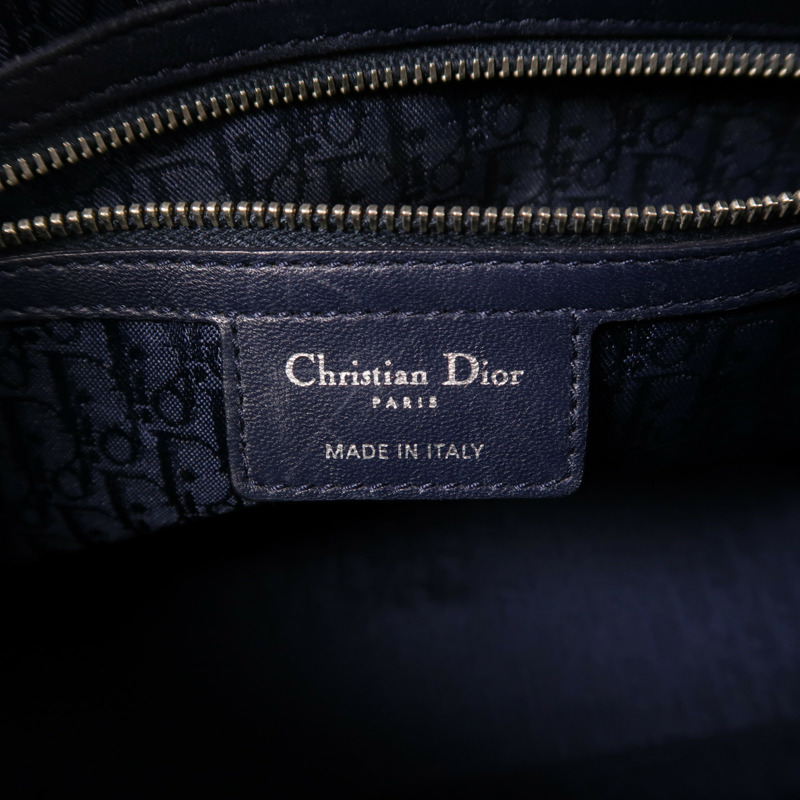 Dior 羊皮皮革Lady Dior Large銀扣手挽肩背兩用袋-5