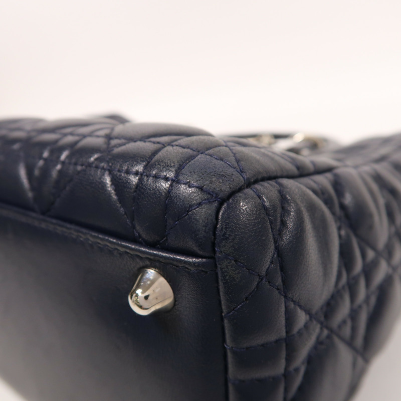 Dior 羊皮皮革Lady Dior Large銀扣手挽肩背兩用袋-8