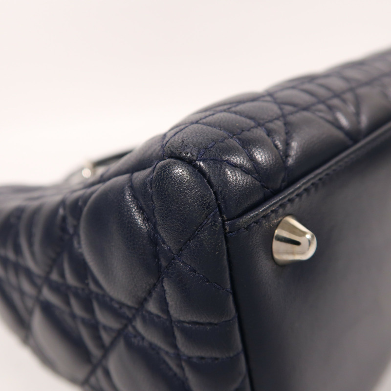 Dior 羊皮皮革Lady Dior Large銀扣手挽肩背兩用袋-9