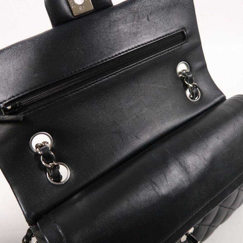 CHANEL 羊皮皮革Classic 23銀扣鏈帶肩背袋-13