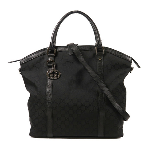 GUCCI 帆布2 Way Shoulder銀扣手挽肩背兩用袋