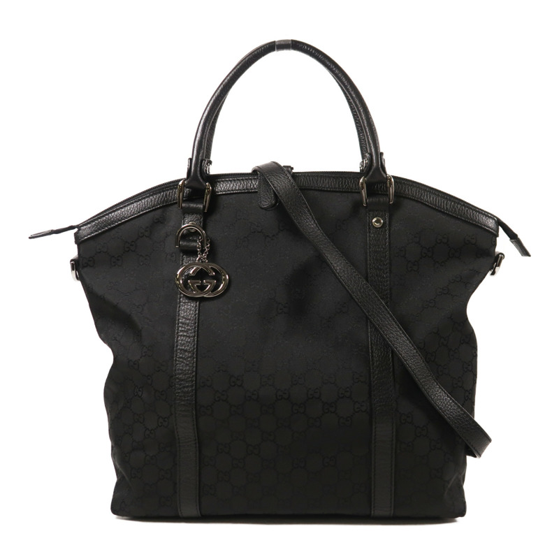 GUCCI 帆布2 Way Shoulder銀扣手挽肩背兩用袋-0