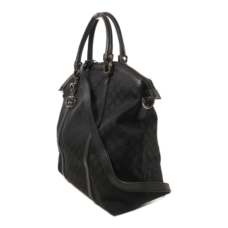 GUCCI 帆布2 Way Shoulder銀扣手挽肩背兩用袋-2