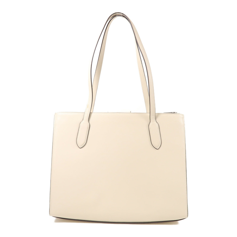 COACH 牛皮皮革Tote Bag銀扣肩背袋-1