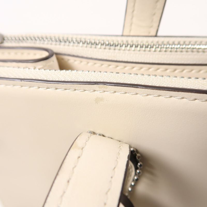 COACH 牛皮皮革Tote Bag銀扣肩背袋-12