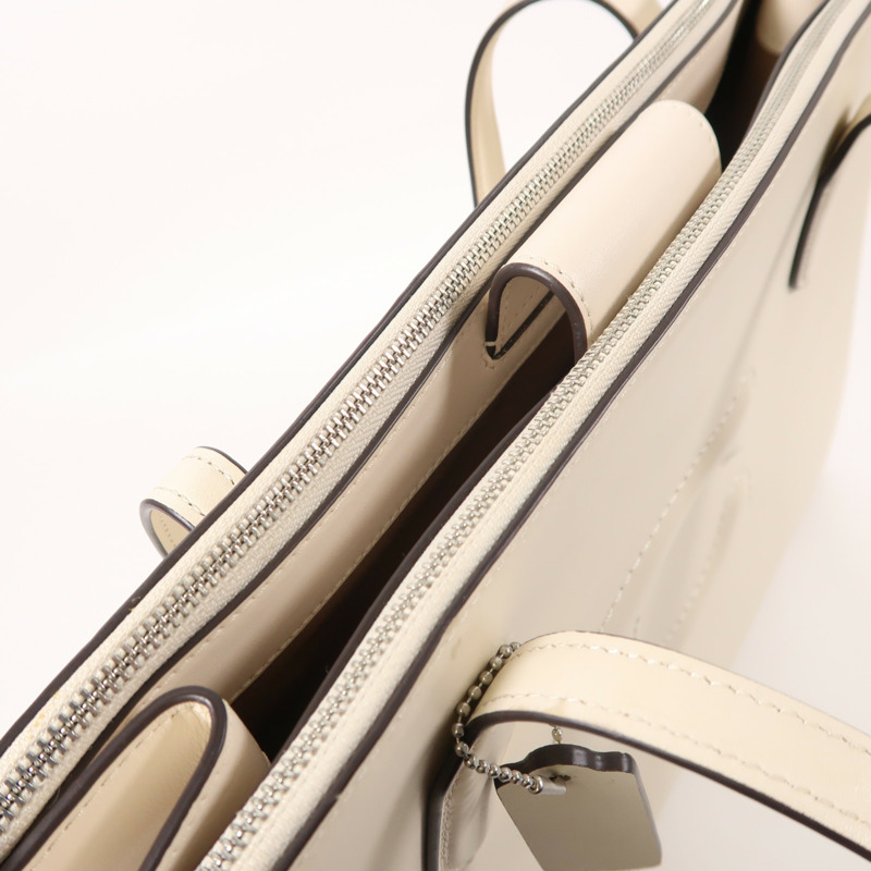 COACH 牛皮皮革Tote Bag銀扣肩背袋-13