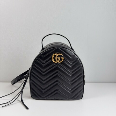 Gucci 黑金marmont馬蒙雙G後背包