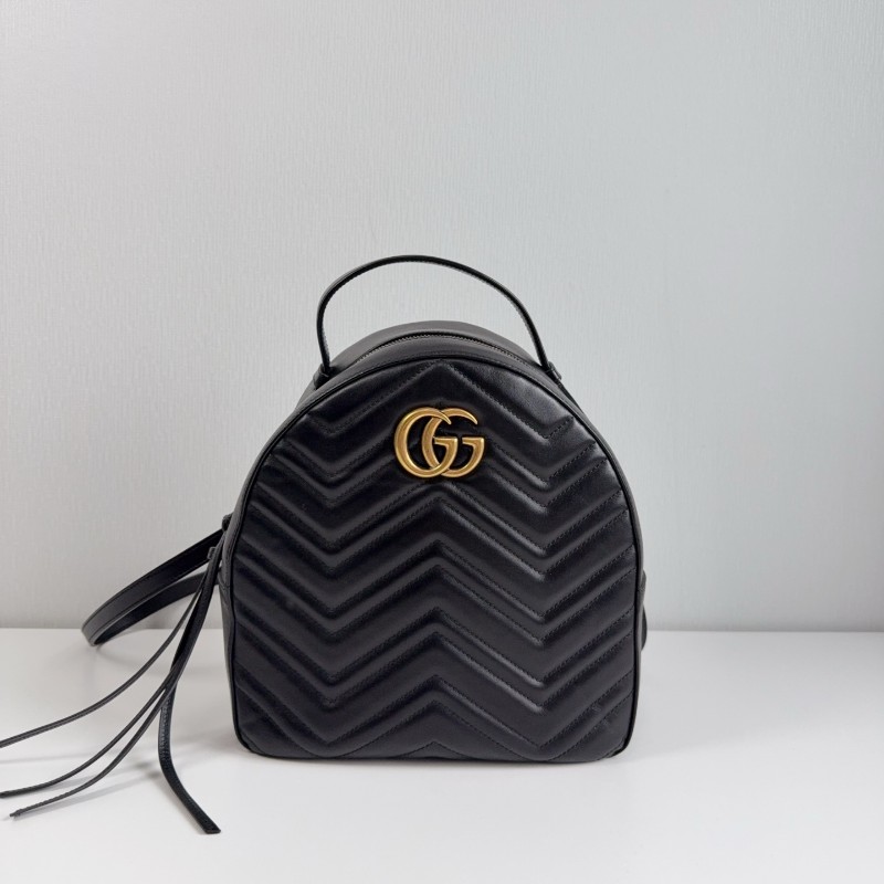 Gucci 黑金marmont馬蒙雙G後背包-0