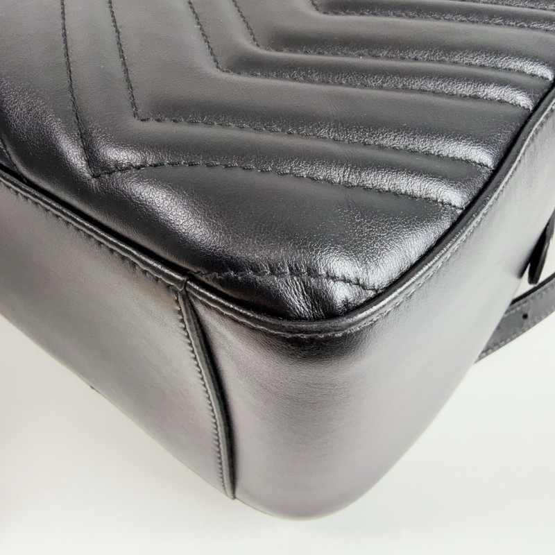 Gucci 黑金marmont馬蒙雙G後背包-7