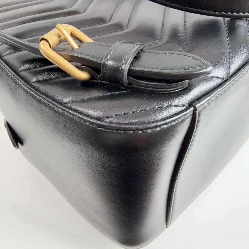 Gucci 黑金marmont馬蒙雙G後背包-10