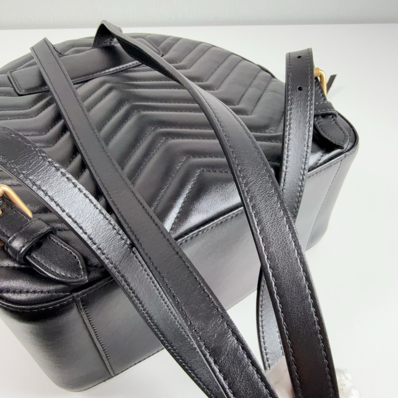 Gucci 黑金marmont馬蒙雙G後背包-15