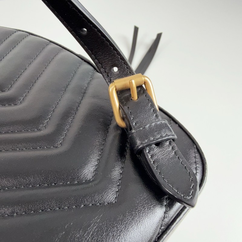 Gucci 黑金marmont馬蒙雙G後背包-16