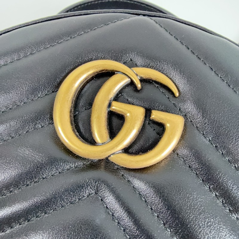 Gucci 黑金marmont馬蒙雙G後背包-18