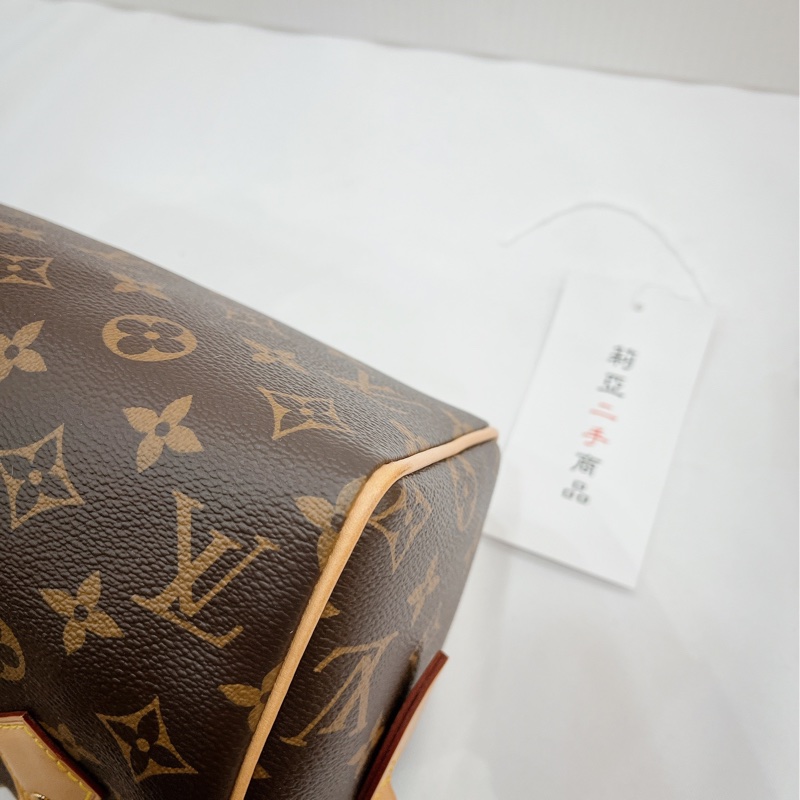 莉亞精品♡ LV speedy 20 粉背袋 九新美包-9