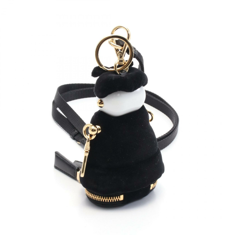 PRADA Soft Robot 吊飾 1TT2112C68F0002 天鵝絨 黑白 全新 女士-1