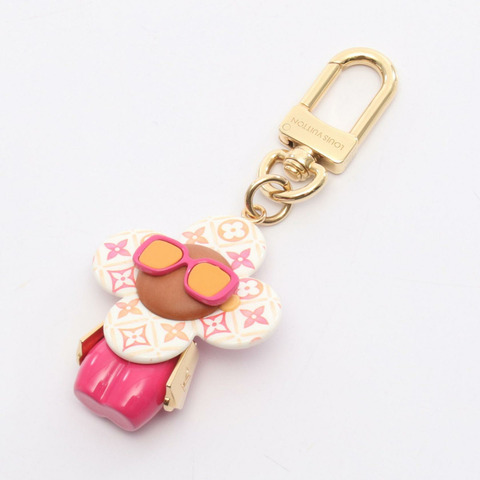 路易威登 Vivienne Monogram Tile 吊飾 M01958 金屬塑膠木質粉紅二手 LV