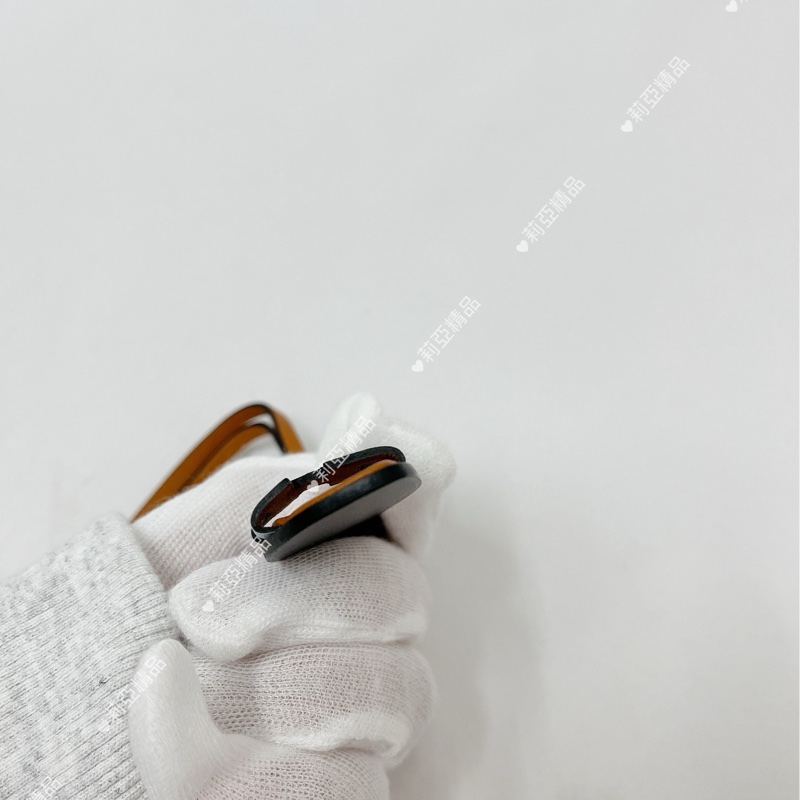 莉亞精品♡ Hermes Oran 拖鞋皮革吊飾  淺藍色 近新美品-5