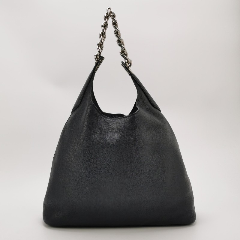 Prada 牛皮三角徽標鏈條黑色肩背包-3