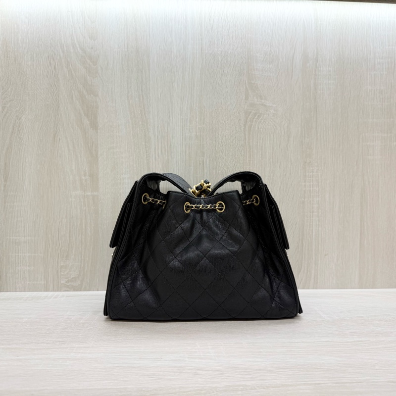 CHANEL黑金粒紋牛皮HOBO 25BAG小號肩背包AS5293-1