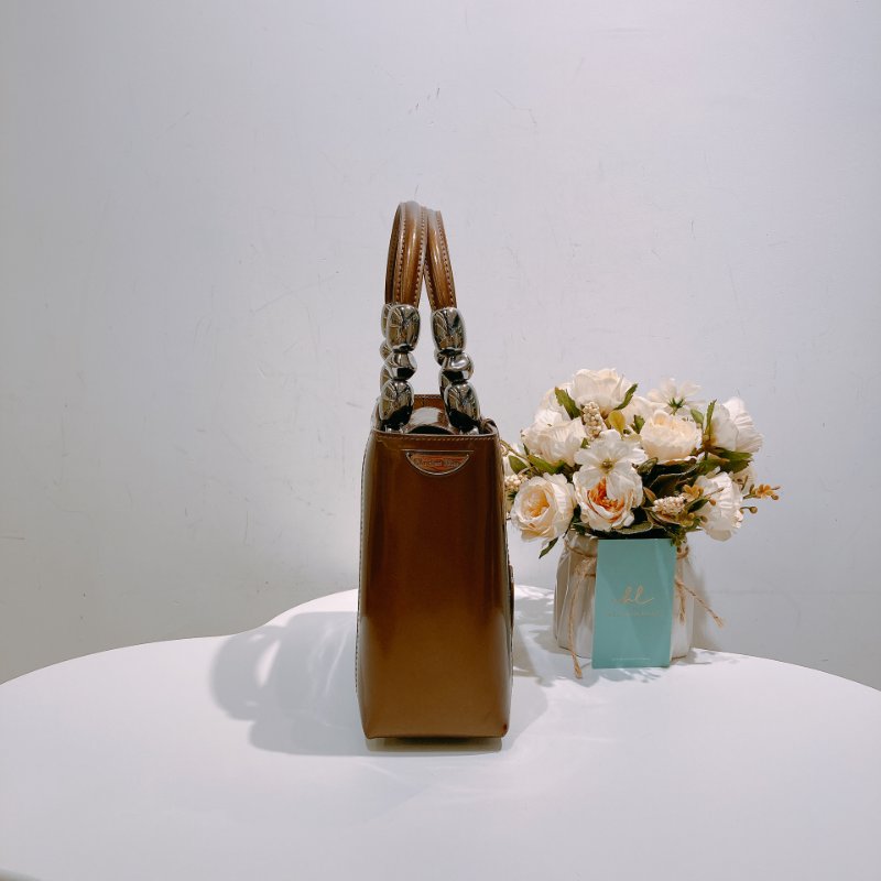 TW4537 Christian Dior 迪奧 中古 漆皮手提包 Vintage Small Malice Tote Brown-3