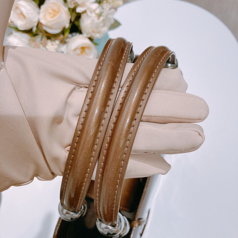 TW4537 Christian Dior 迪奧 中古 漆皮手提包 Vintage Small Malice Tote Brown-8