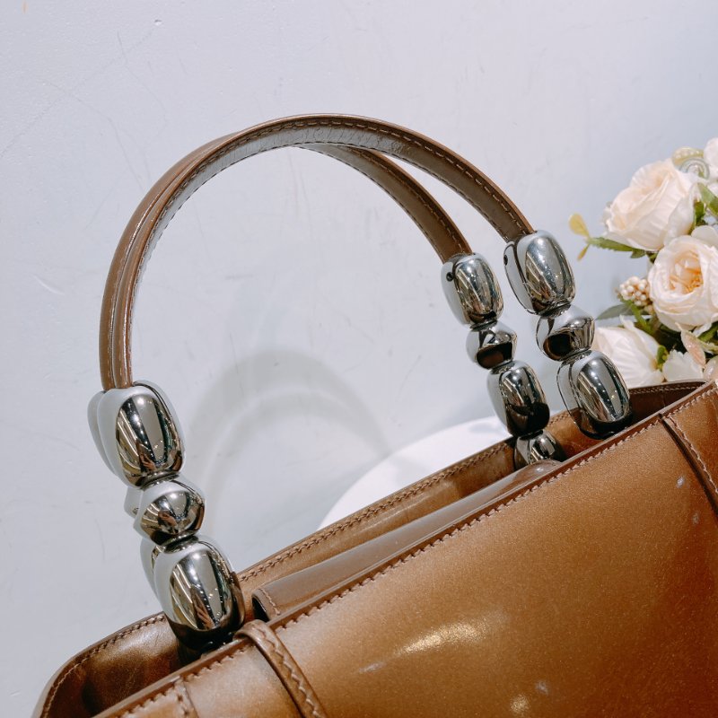 TW4537 Christian Dior 迪奧 中古 漆皮手提包 Vintage Small Malice Tote Brown-10