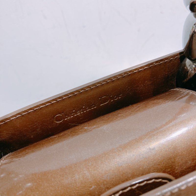 TW4537 Christian Dior 迪奧 中古 漆皮手提包 Vintage Small Malice Tote Brown-11