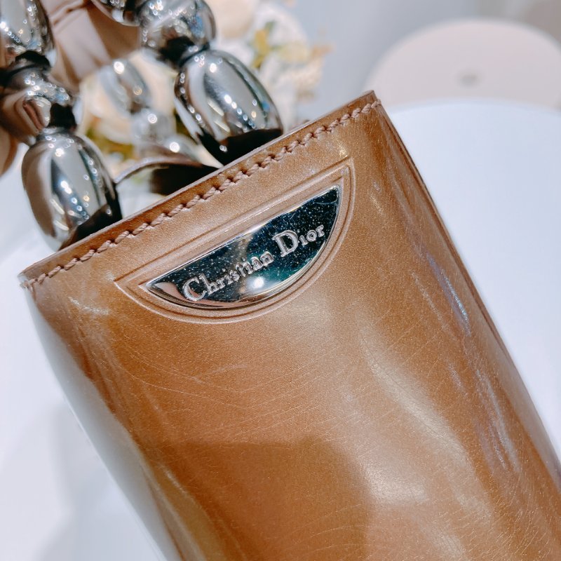 TW4537 Christian Dior 迪奧 中古 漆皮手提包 Vintage Small Malice Tote Brown-13