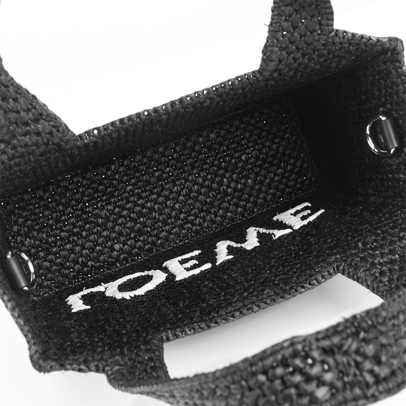 Logo 標誌酒椰纖維迷你二用包(黑色)-5