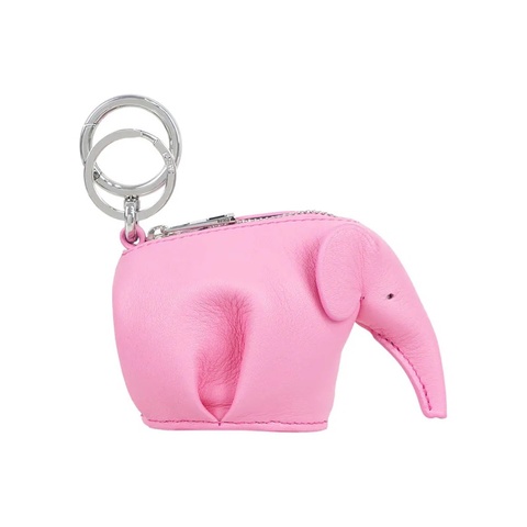 小牛皮大象造型零錢包/吊飾(糖果粉)