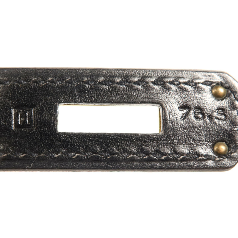 HERMES Box Calf皮革Kelly 32金扣手挽肩背兩用袋Noir-6