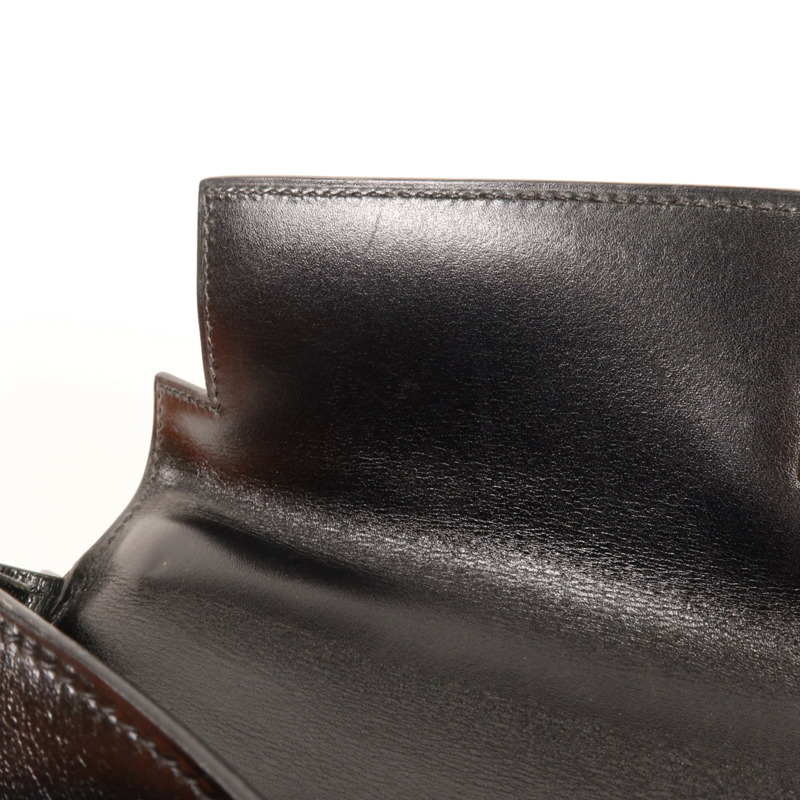 HERMES Box Calf皮革Kelly 32金扣手挽肩背兩用袋Noir-15