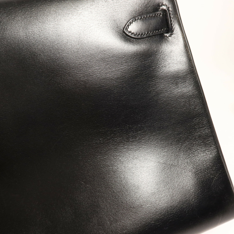 HERMES Box Calf皮革Kelly 32金扣手挽肩背兩用袋Noir-18