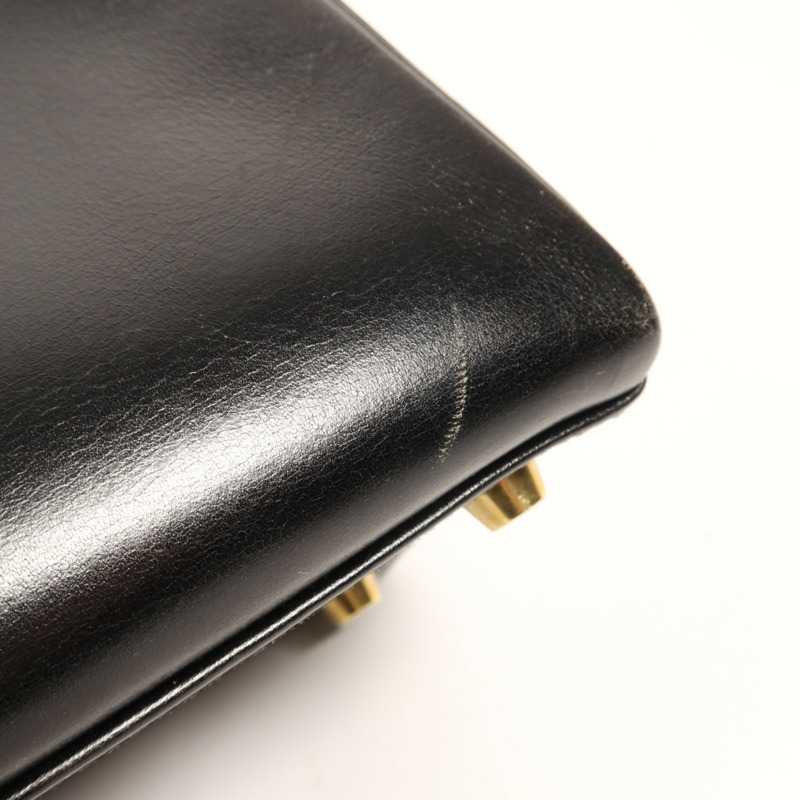 HERMES Box Calf皮革Kelly 32金扣手挽肩背兩用袋Noir-19