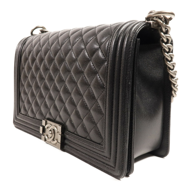 CHANEL 牛皮皮革Boy 28銀扣肩背袋-2