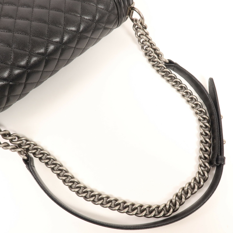 CHANEL 牛皮皮革Boy 28銀扣肩背袋-8