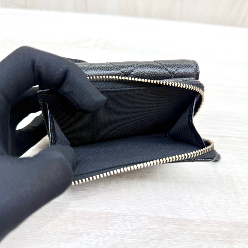 CHANEL黑色淡金釦牛皮雙面三折短夾AP0214-6