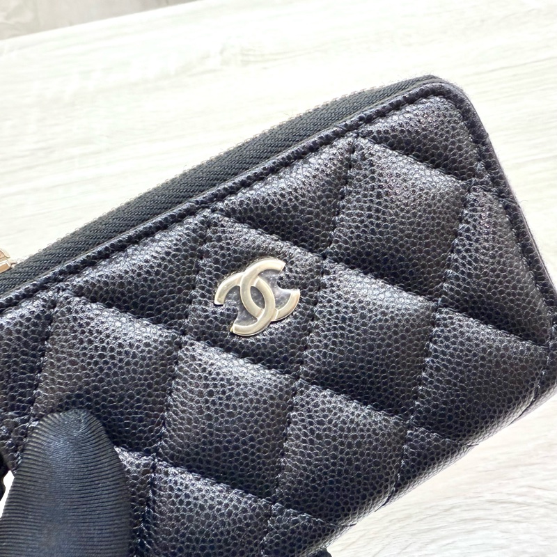 CHANEL黑色淡金釦牛皮雙面三折短夾AP0214-9