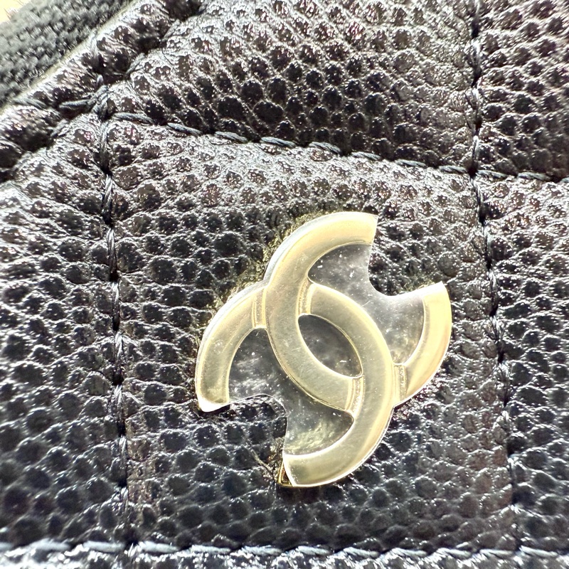 CHANEL黑色淡金釦牛皮雙面三折短夾AP0214-10