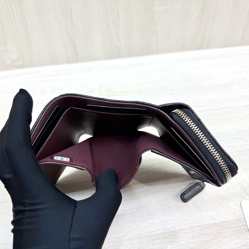 CHANEL黑色淡金釦牛皮雙面三折短夾AP0214-12