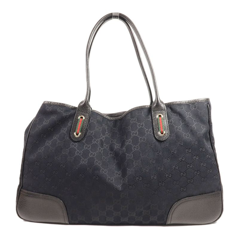 GUCCI 帆布Tote Bag銀扣肩背袋-1